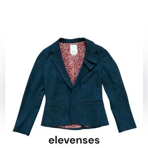 Anthropologie Elevenses teal wool-blend blazer, Sz 4